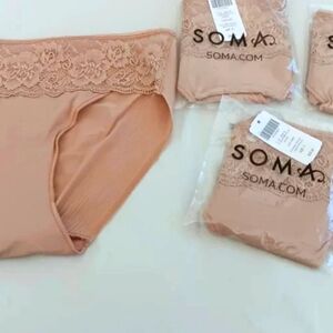 Day Sale 4 New Soma Vanishing Edge Microfiber Lace Hipster Underwear War…